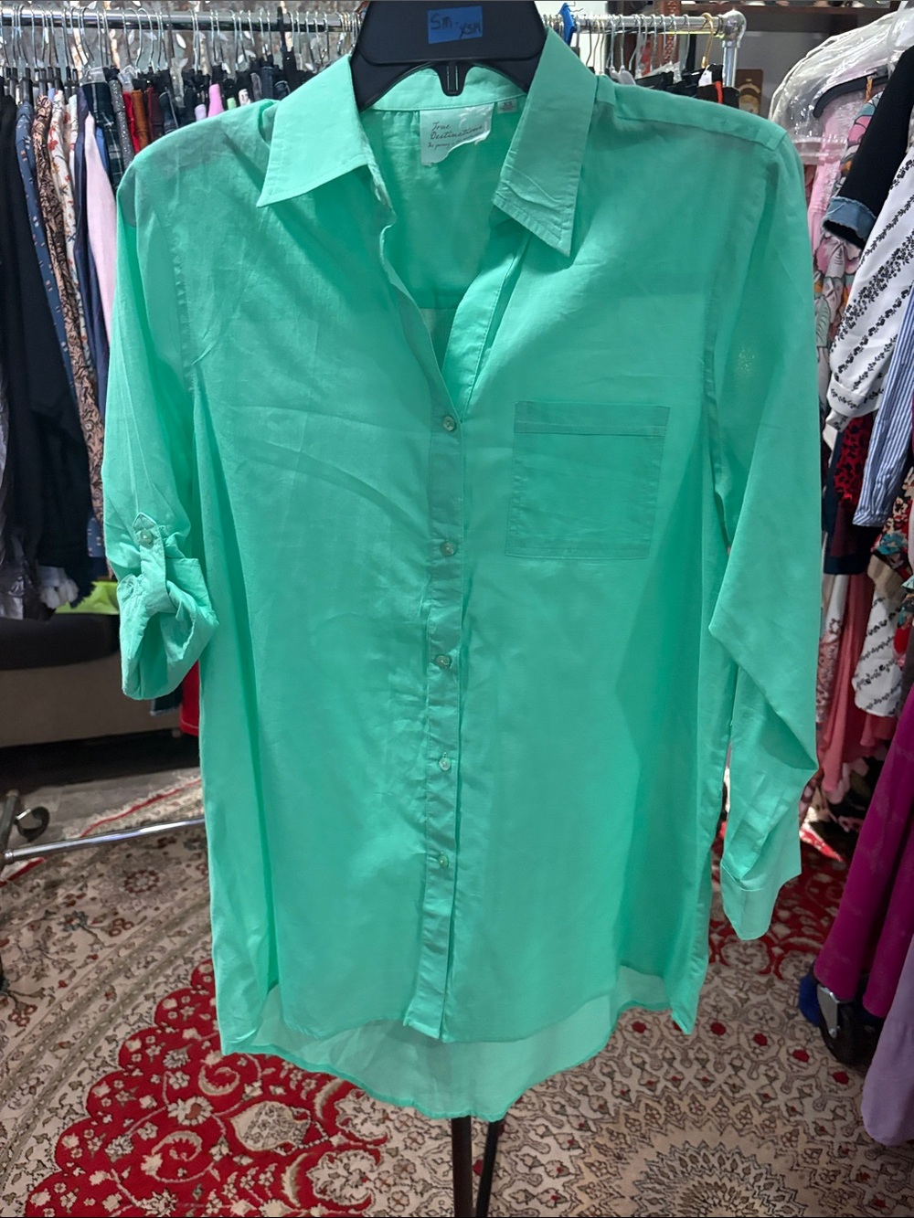 True Destinations Mint Green Button-Up Shirt